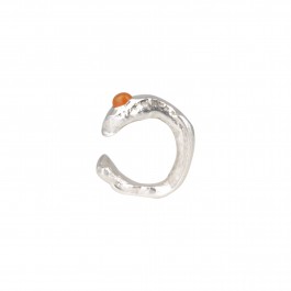 Antique Carnelian Oxidized Silver Textured Ring For Women and Girls