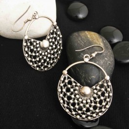 Half Moon Silver Drop Earrings for Women and Girls