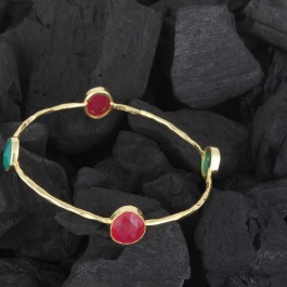 Antique Gold Plated Single Line Onyx Bangle For Women and Girls