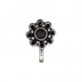 Black Onyx Floral Nose Pin