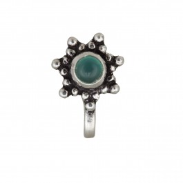 Green Onyx Star Silver Nose Pin