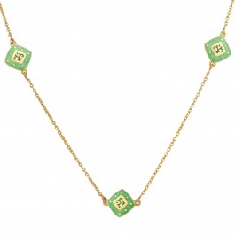 Green Beaded Square Chain 