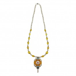 Citrine Pearl Silver Necklace for Women and Girls