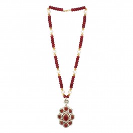 Red Quartz and Pearl Necklace for Women and Girls