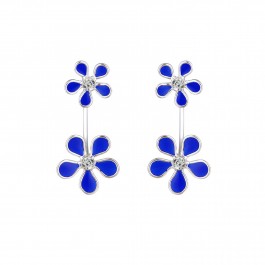 Two step Floral Blue Earrings 