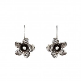 Oxidised Etched Floral Earrings