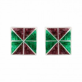 Pari Square Green Stud Earrings