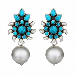 Neelamra Turquoise Silver Drop Earrings