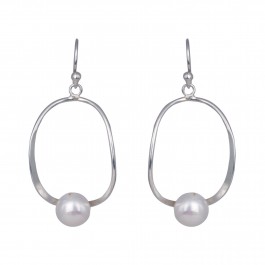 Hoop Pearl Drop Earrings