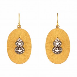 Shimmering Golden Oval Grand Drop Earrings