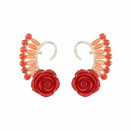Antique Red Floral Coral Ear Cuff