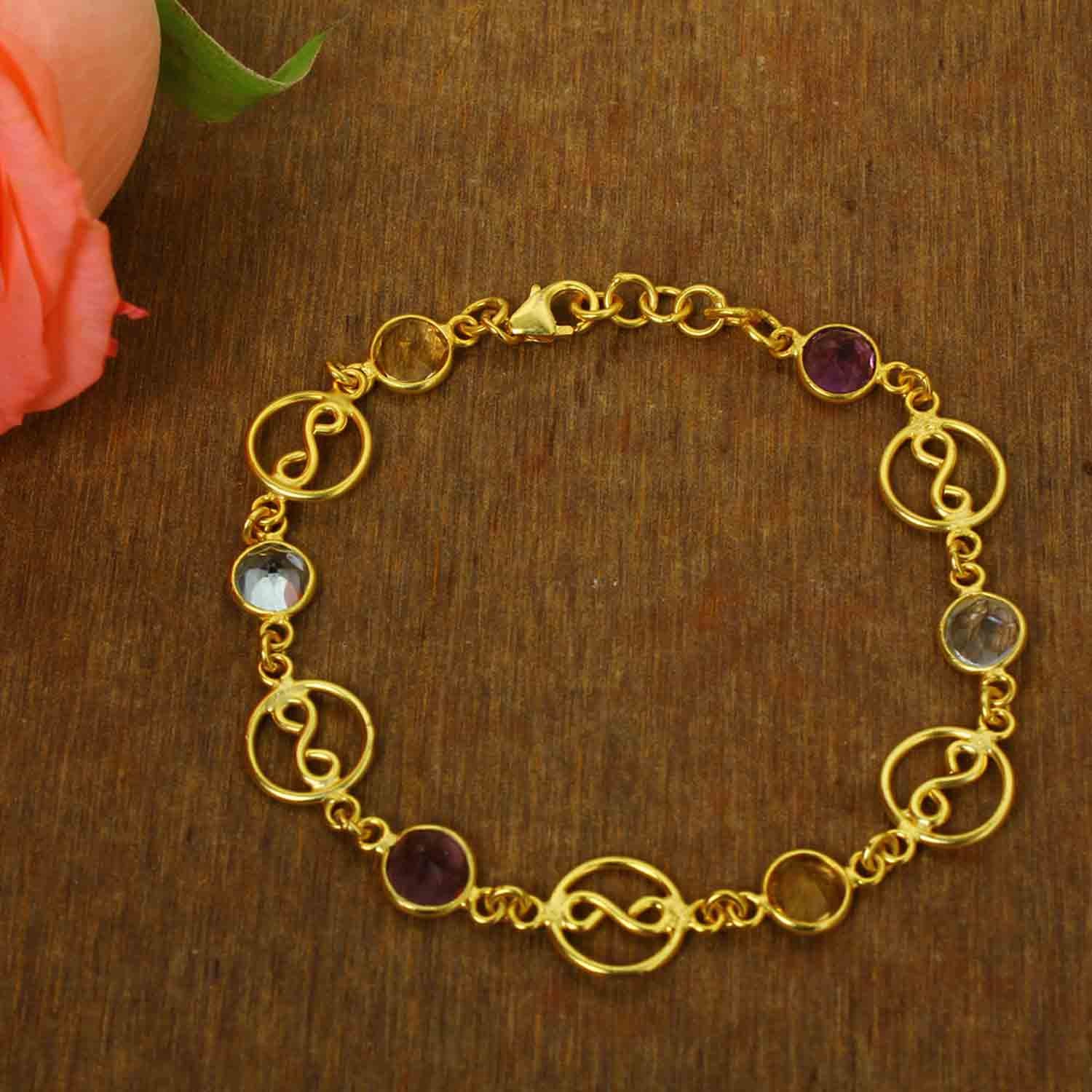 Multicolor Gemstone Bead Bracelet for Women
