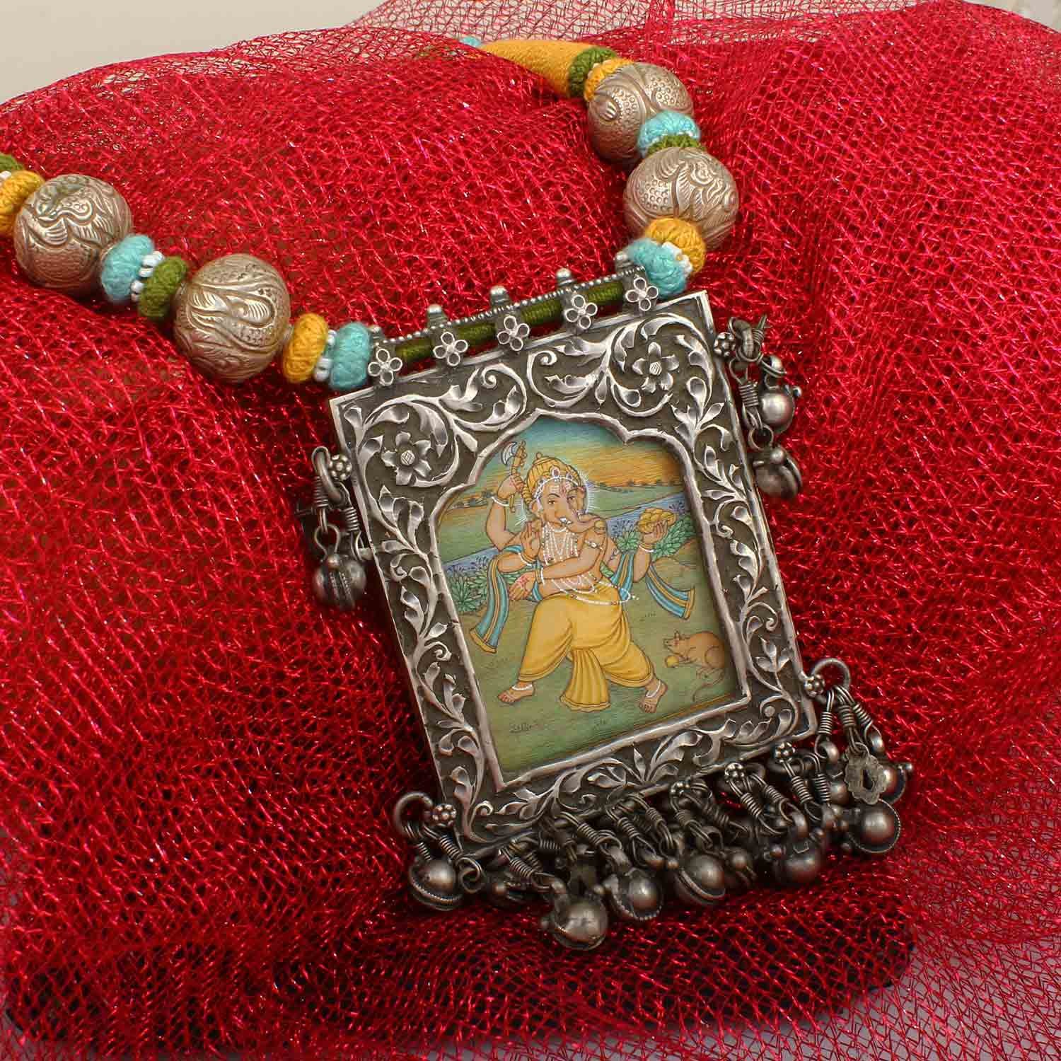 Ganesh Square Pendant Necklace