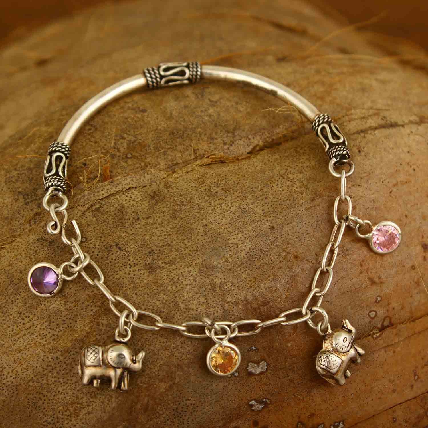 Elephant Tourmaline Charm Bracelet