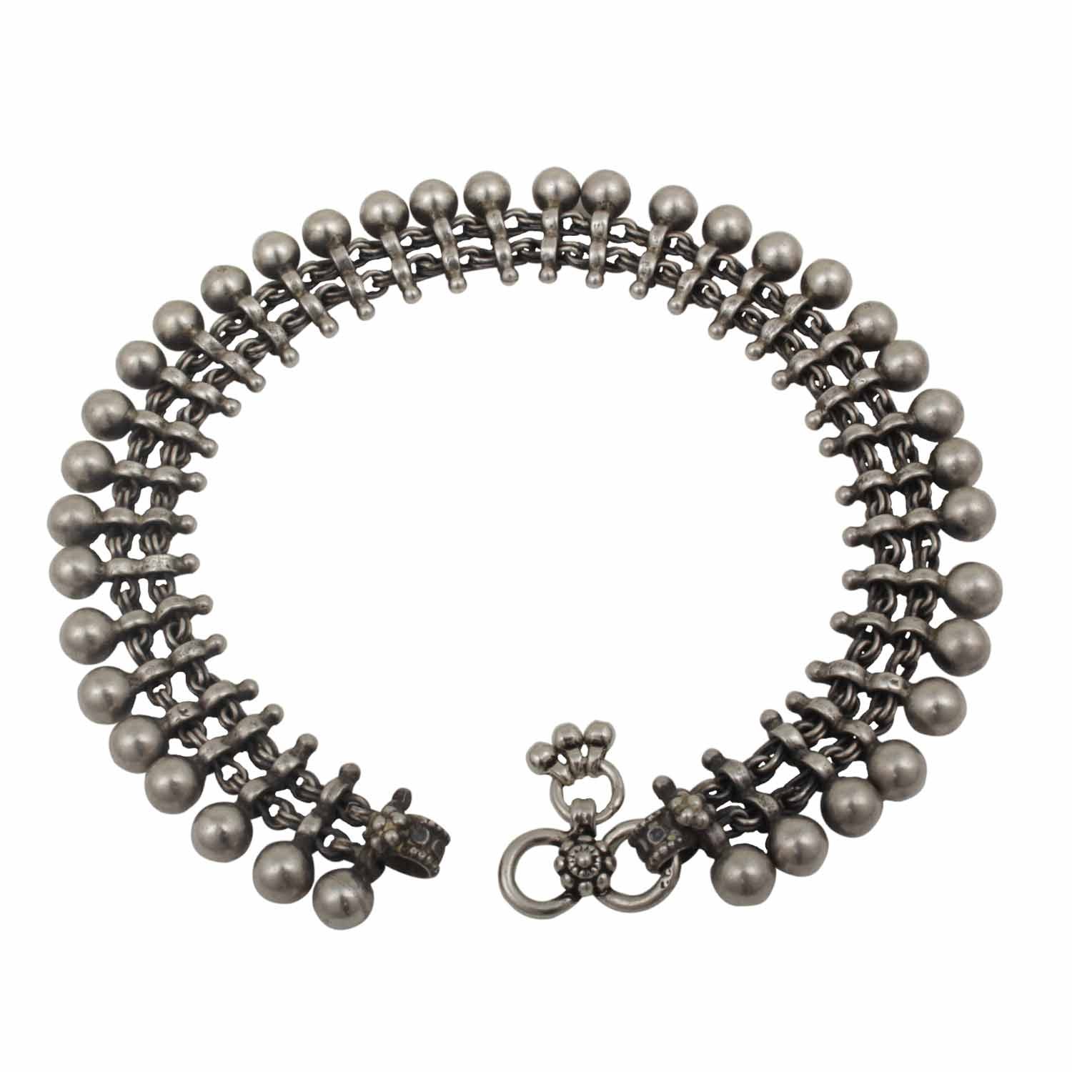 Chandrika Silver Beaded Anklet