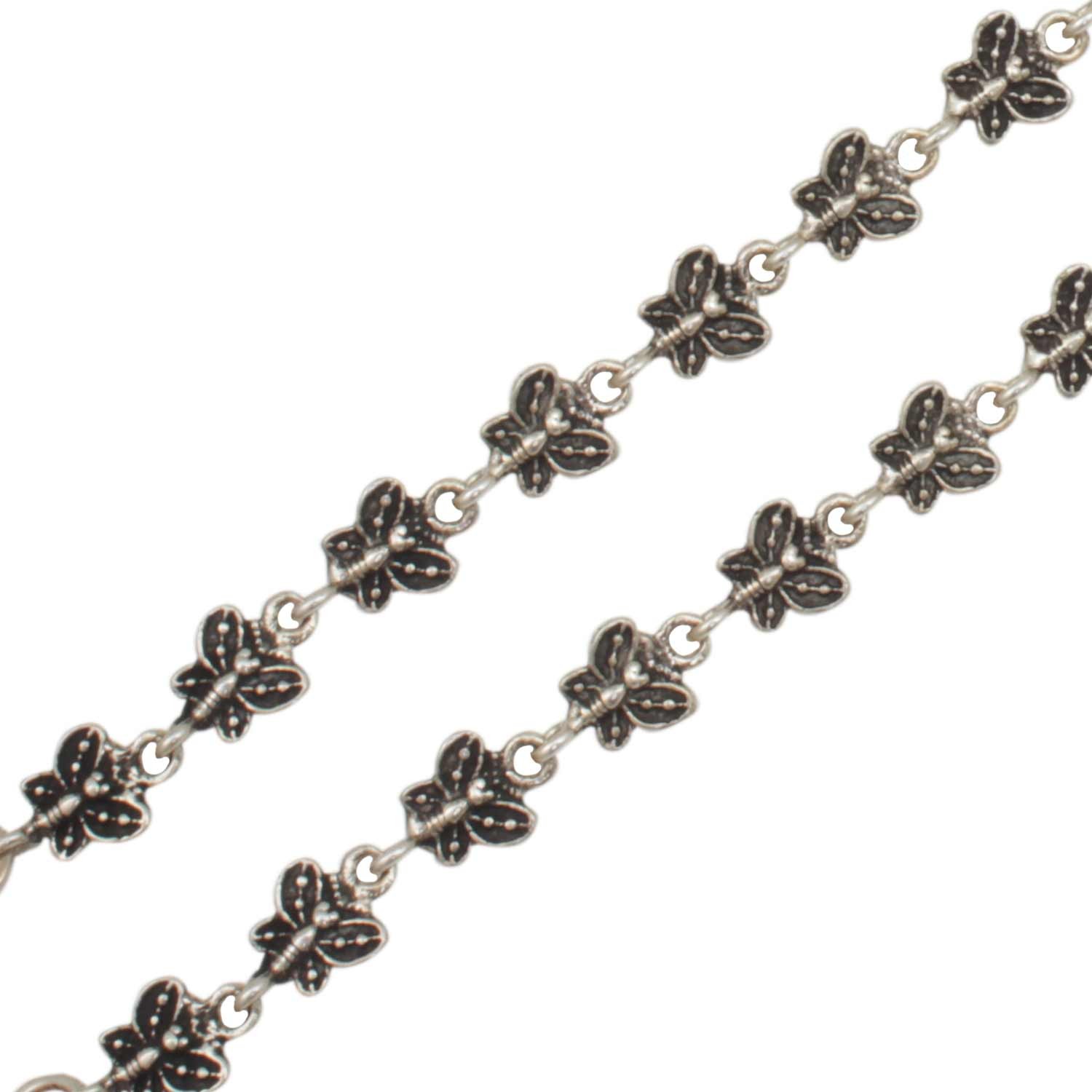 Butterfly Silver Oxidized Anklet 