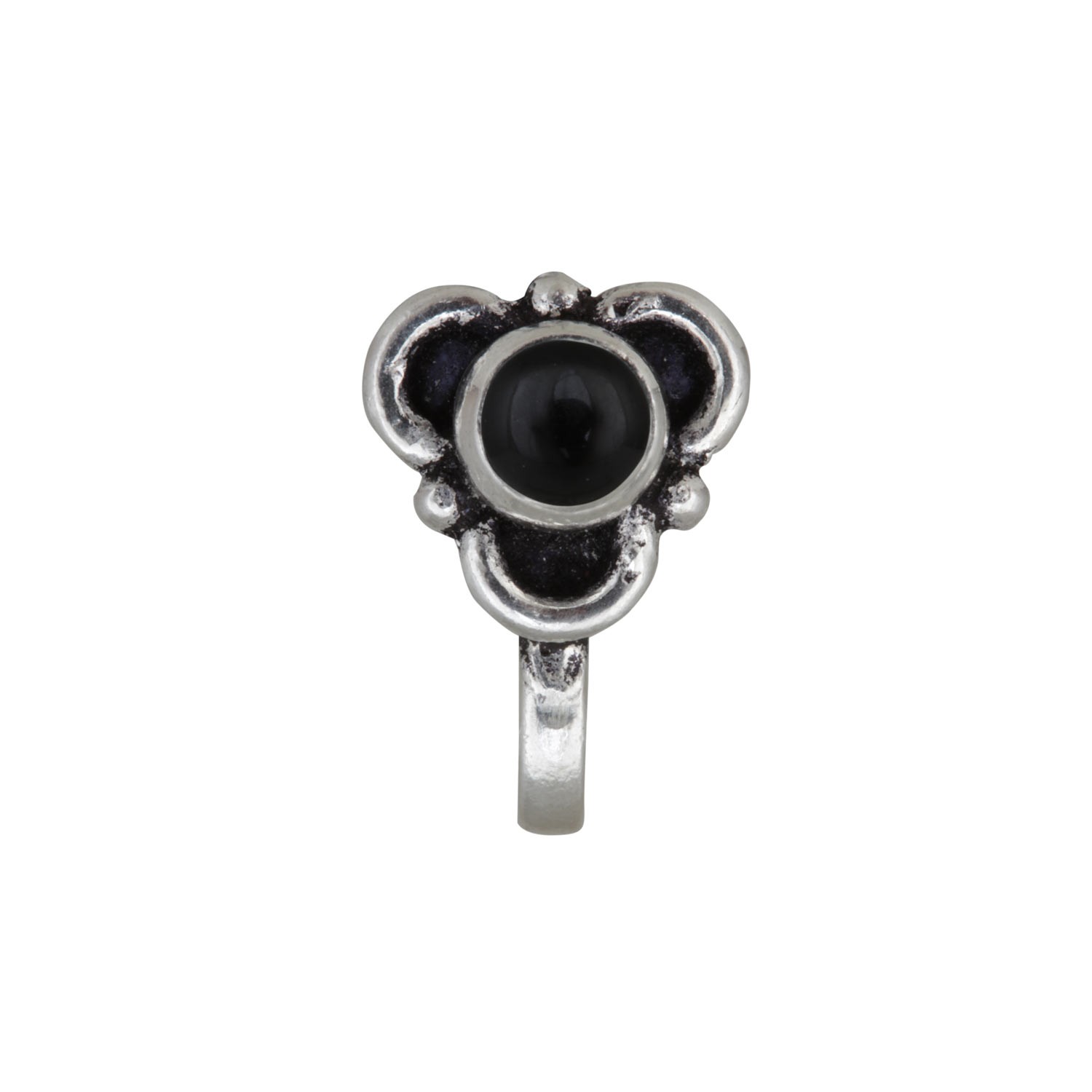 Black Onyx Floral Nose Pin