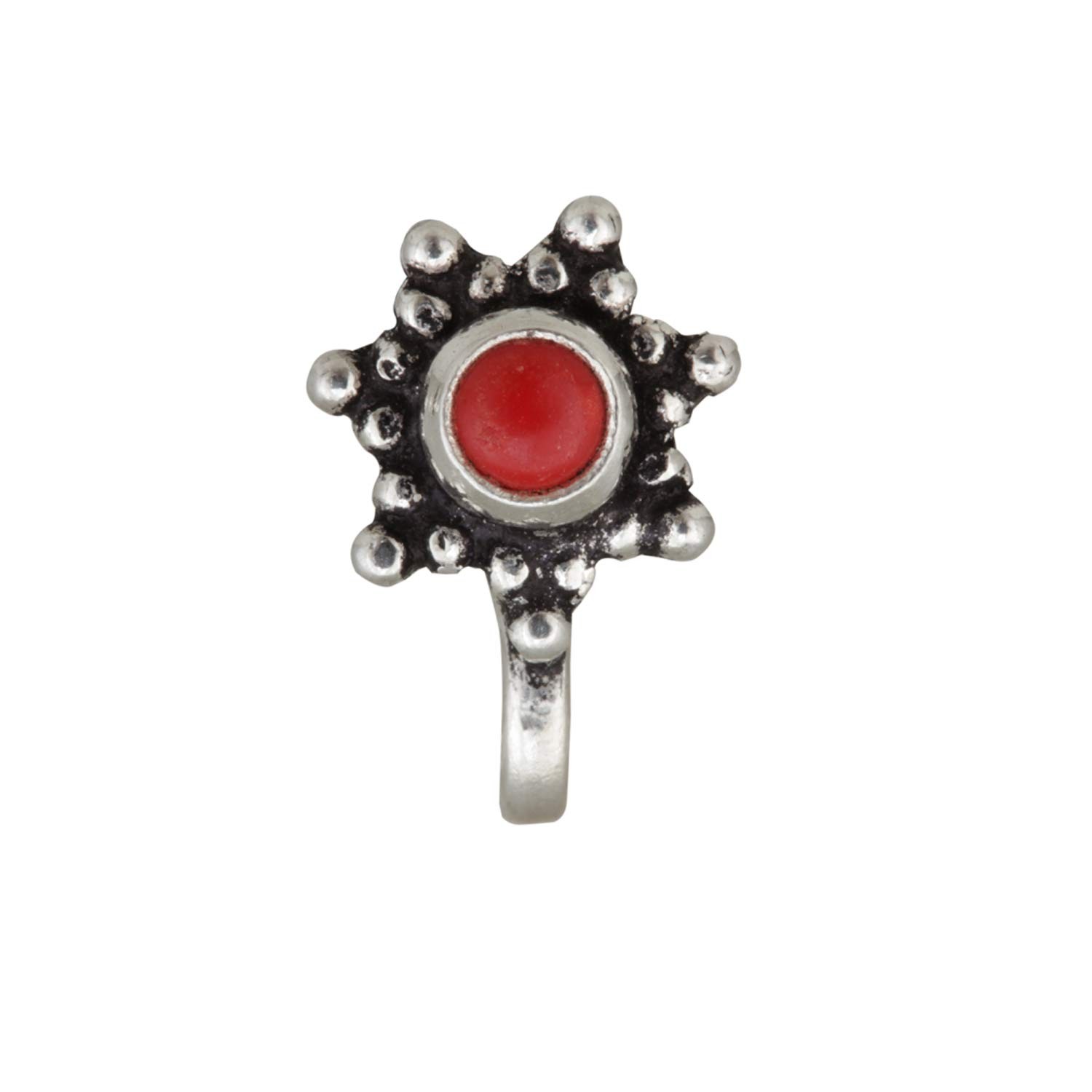 Coral Star Silver Nose Pin