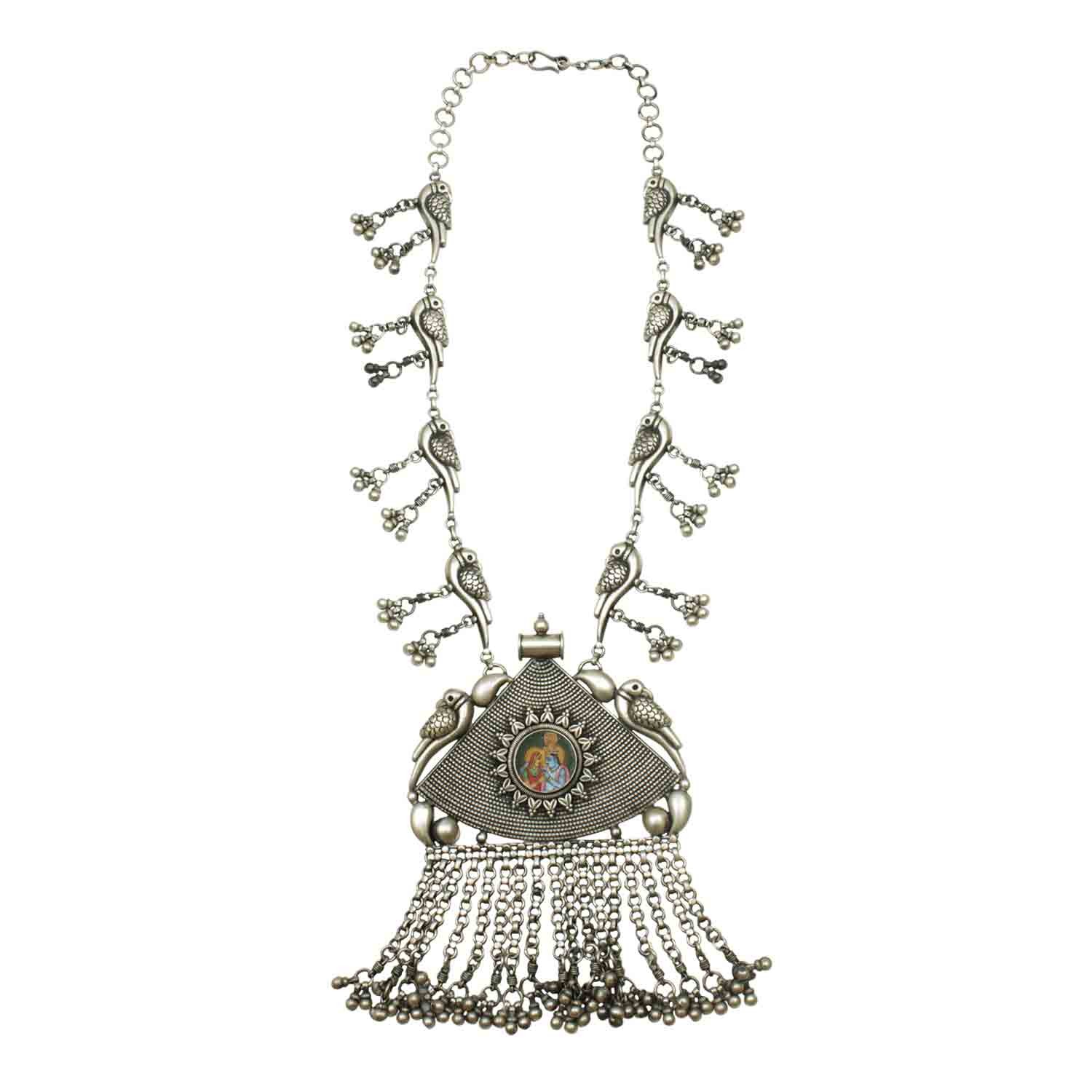 Krishni Peacock Silver Necklace