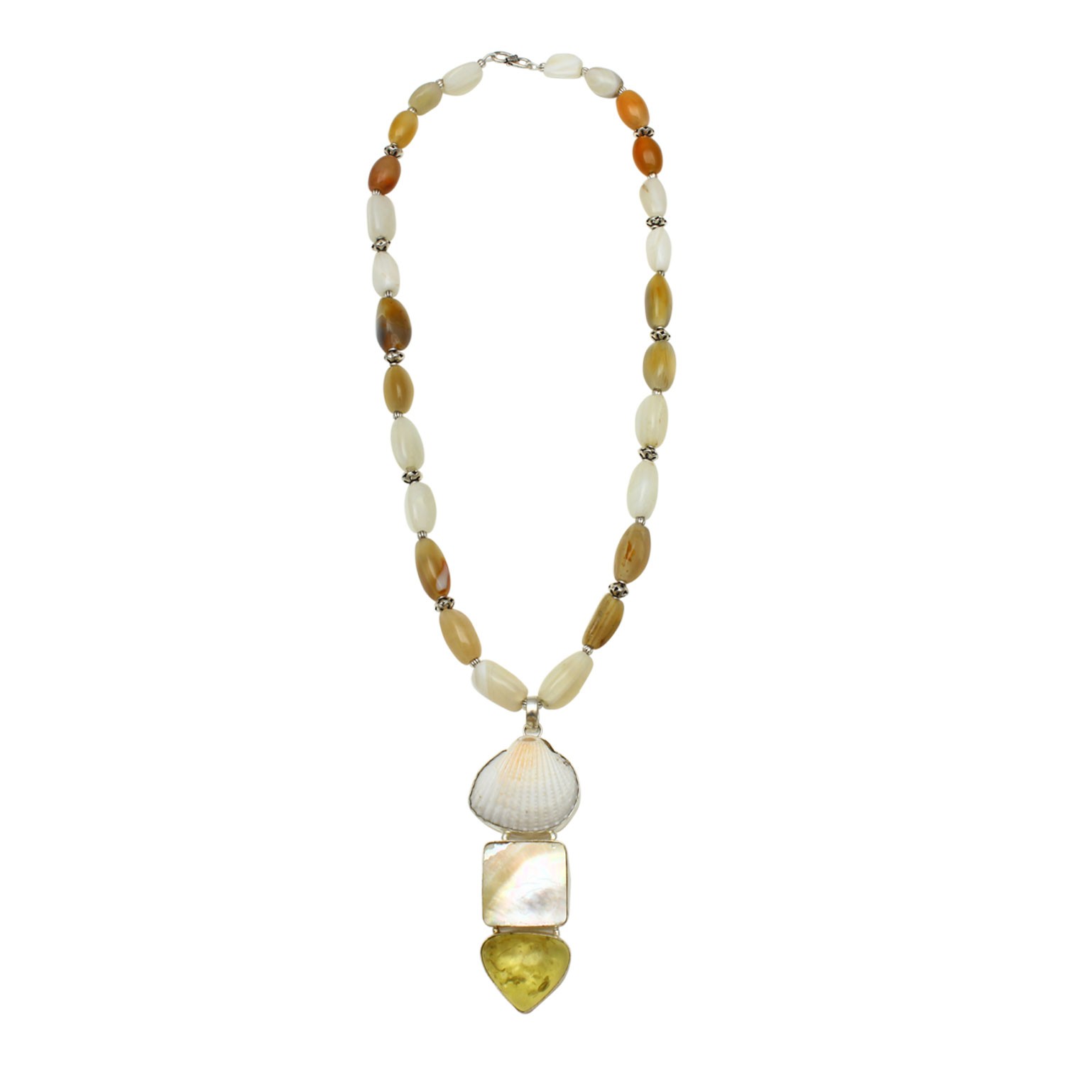 Shell Pearl Agate Necklace for Women and Girls