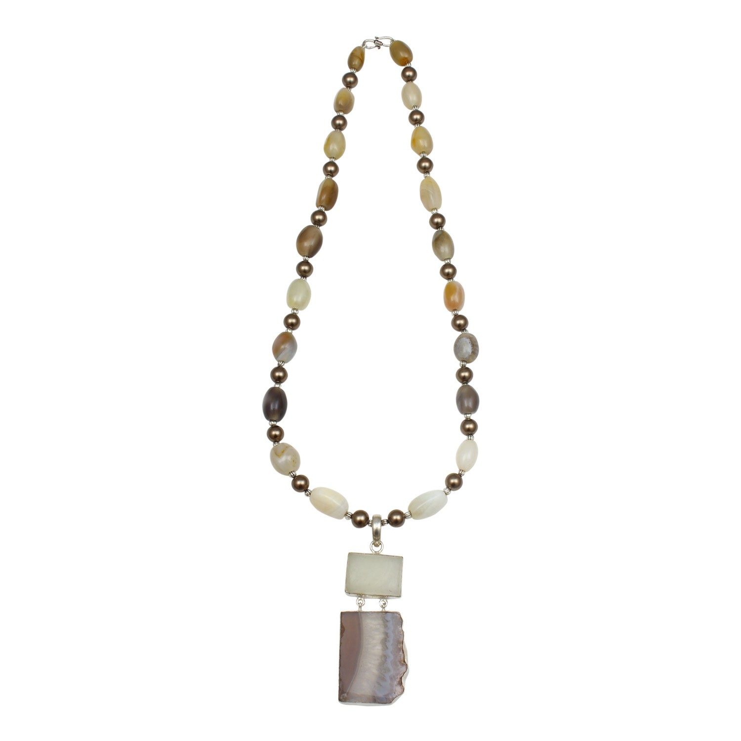 Mother of Pearl Agate Necklace for Women and Girls