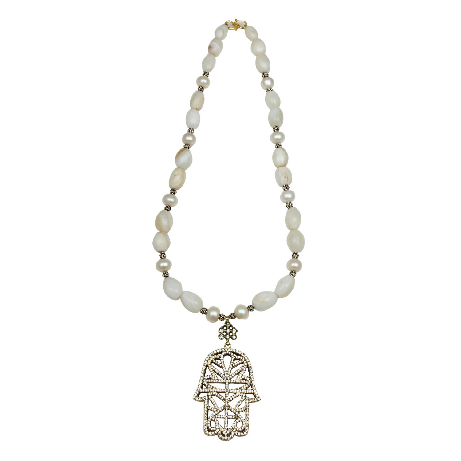 White Agate and Zircon Necklace for Women and Girls