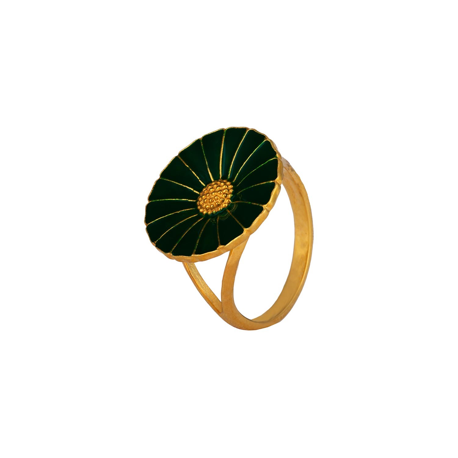 Green Enamel Disc Ring