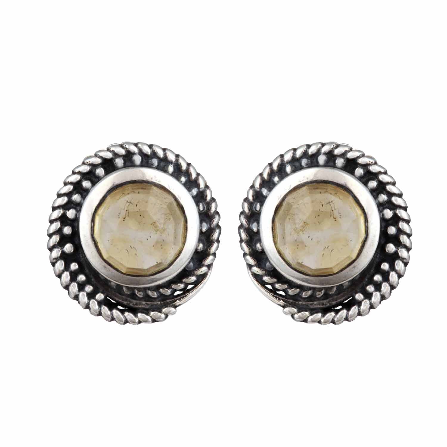 Spiral Yellow Citrine Stud Earrings for Women and Girls
