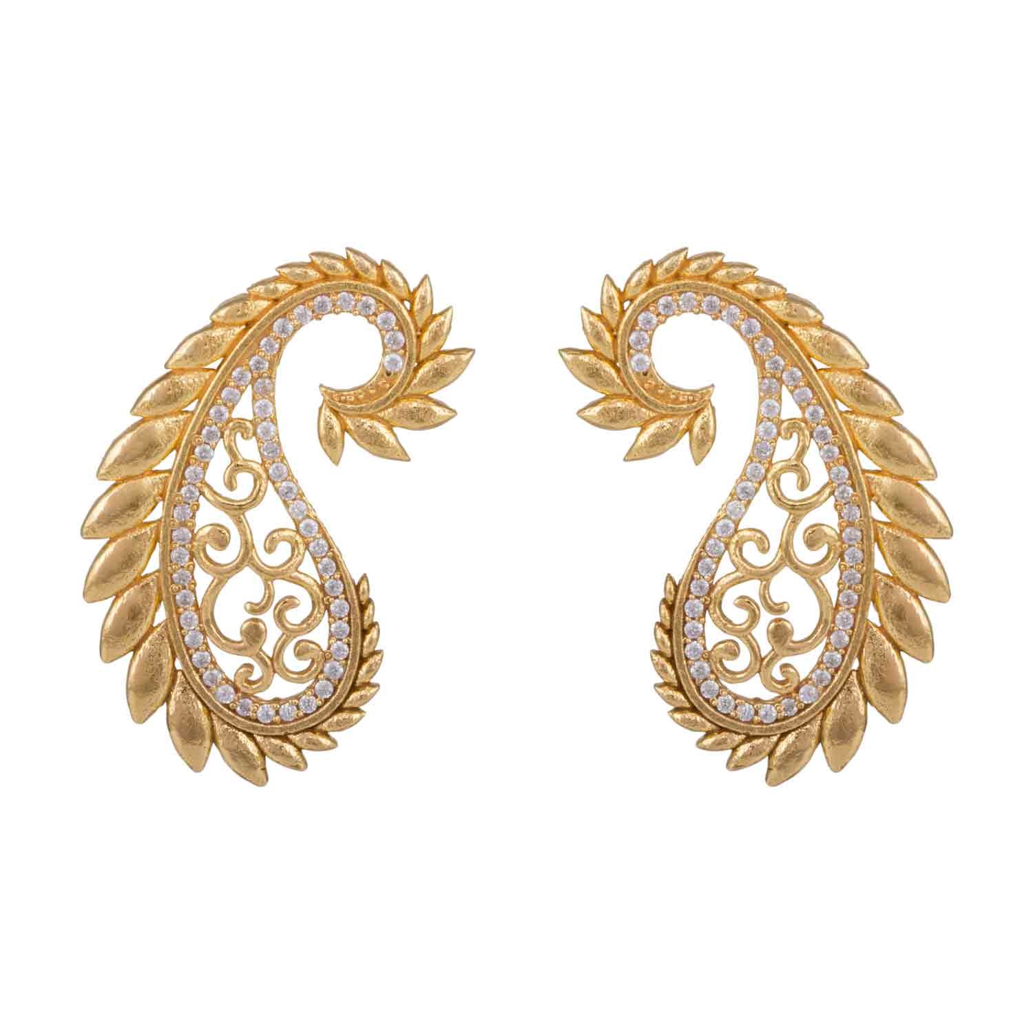 Paisley Gold Plated Silver Earrings