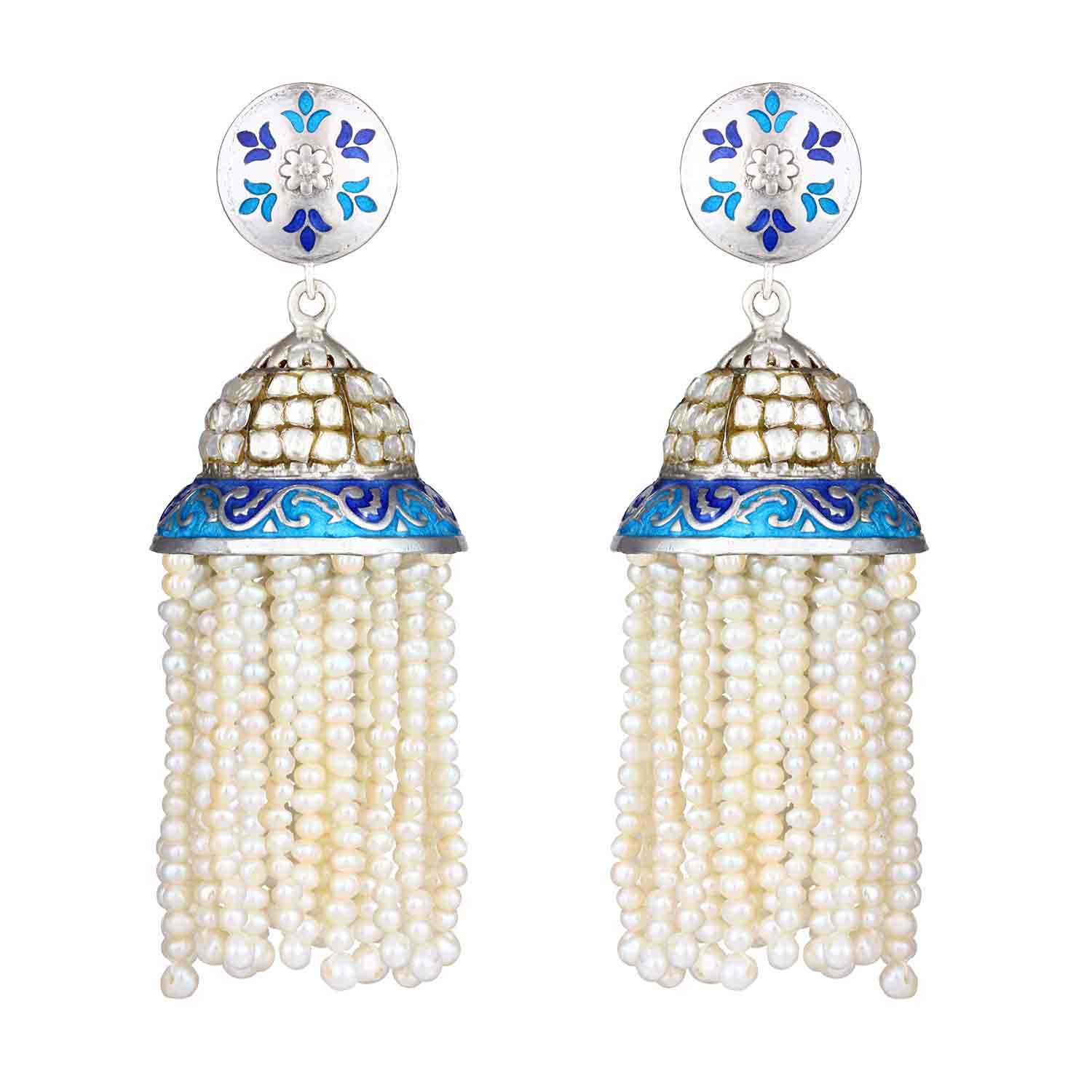 Pearl Crystal Quartz Jhumki Earrings