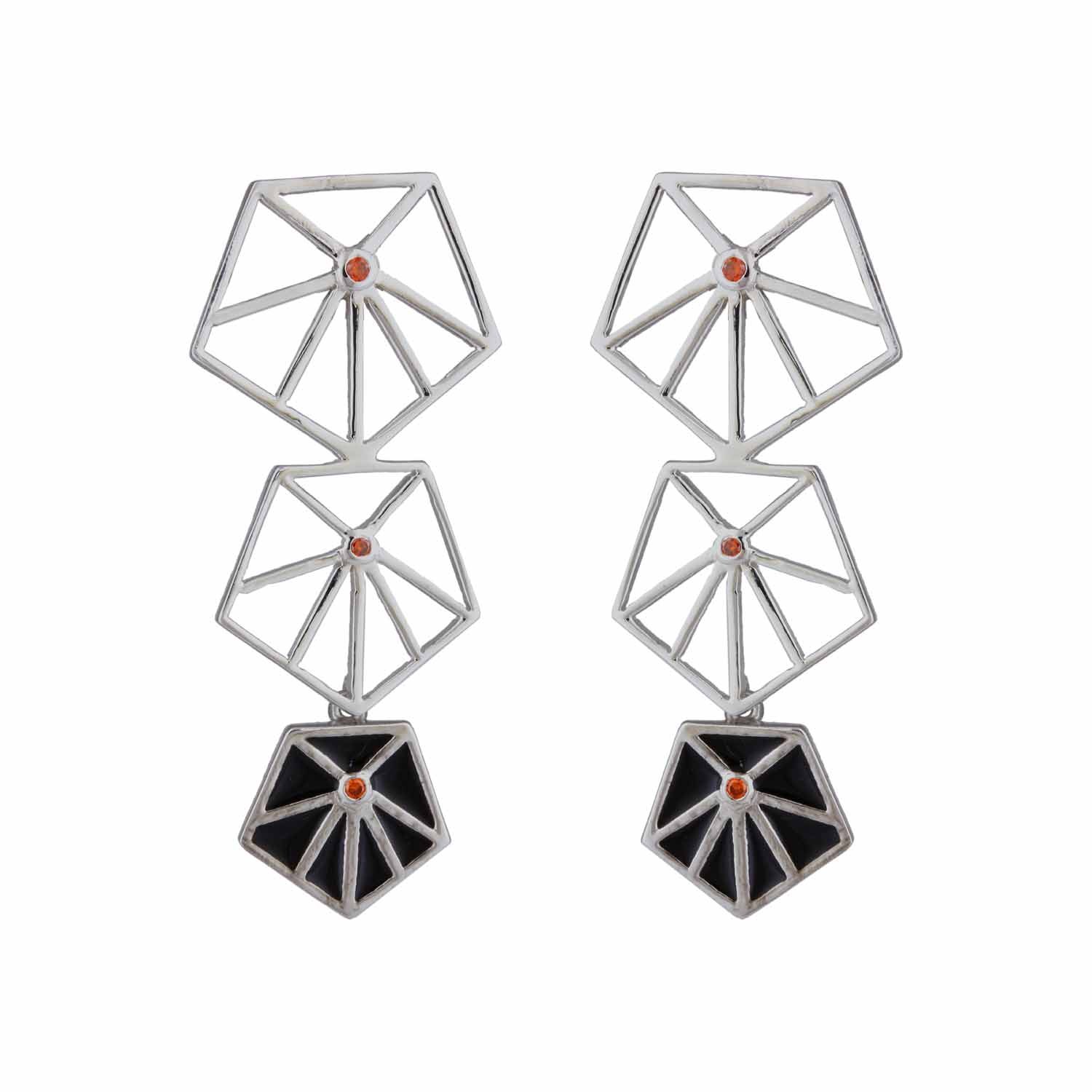 Prisma Black Pentagon Earrings