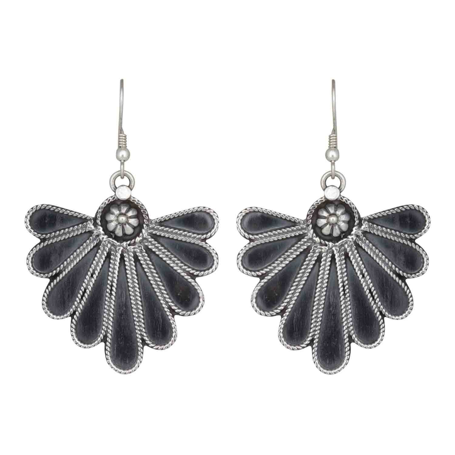 Floral Oxidized Dangle Drop Earrings for Women and Girls
