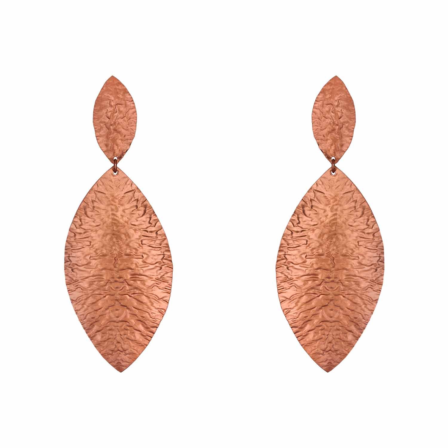 Lightweight Pink Gold Plated Dangle Leafy Earrings for Women and Girls