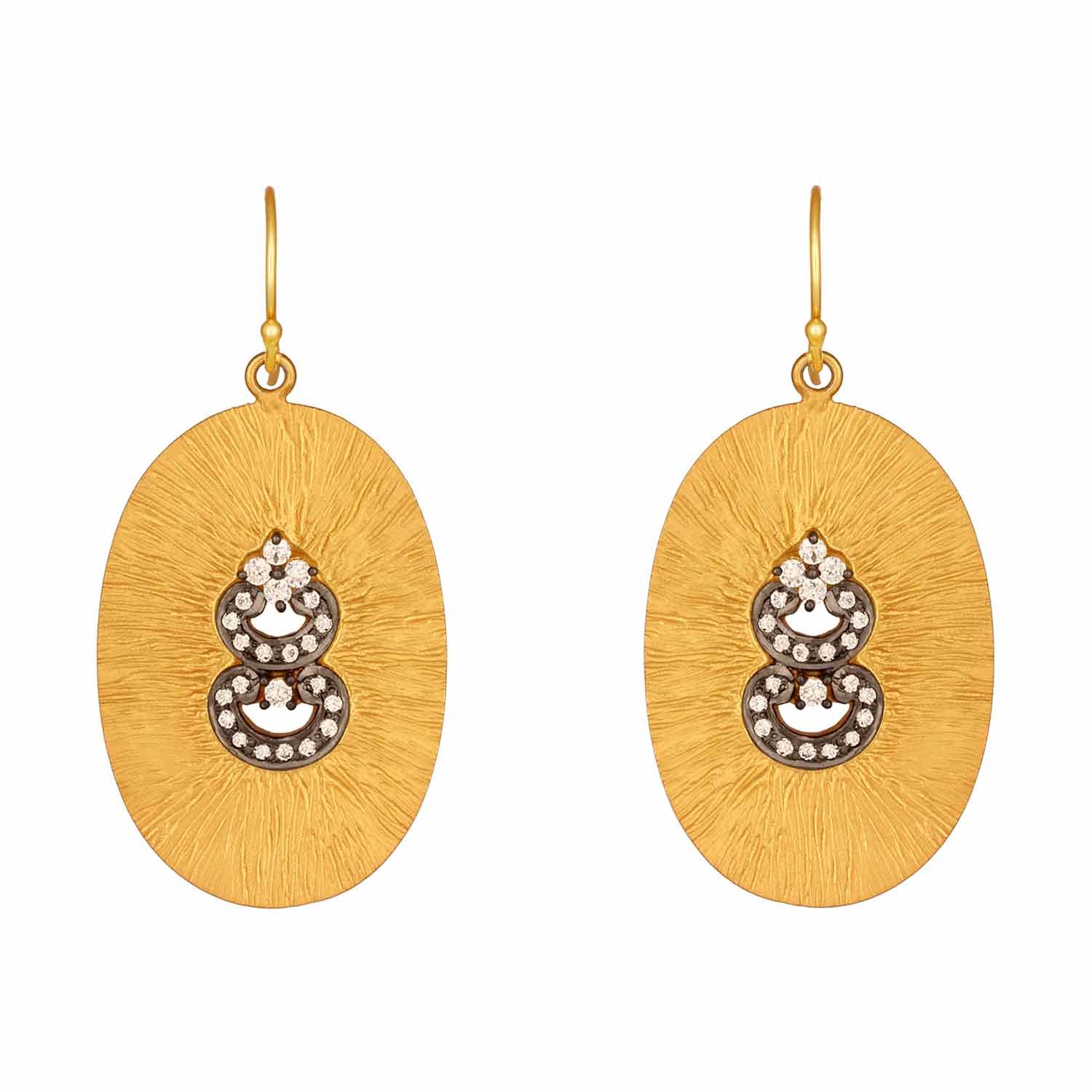 Shimmering Golden Oval Grand Drop Earrings