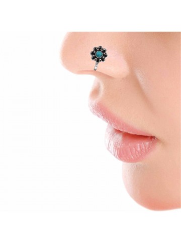 Turquoise Floral Nose Pin