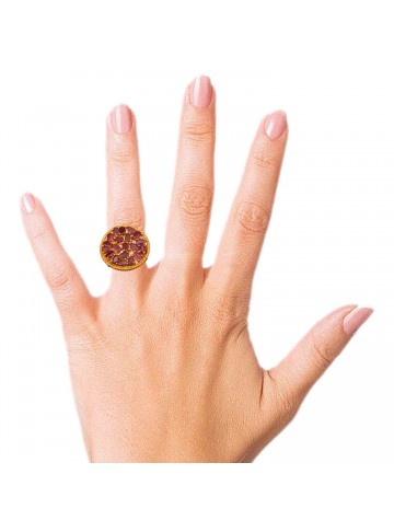 Ruby Cluster Golden Cocktail Ring 
