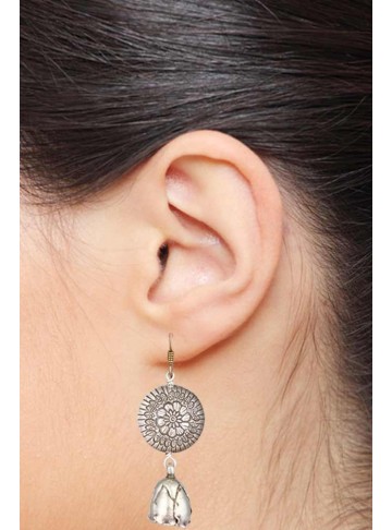 Rose Oxidised Drop Earrings