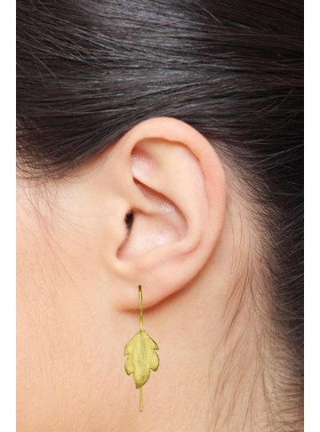 Golden Matt Leaf Earrings