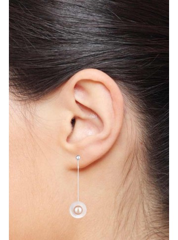 Disc Pearl Drop Earrings