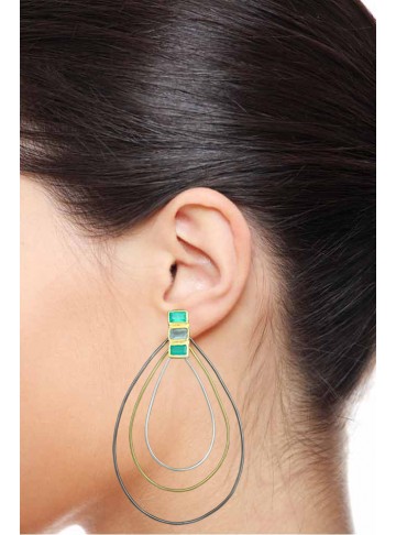 Winds of Change Green Onyx SIlver Earrings