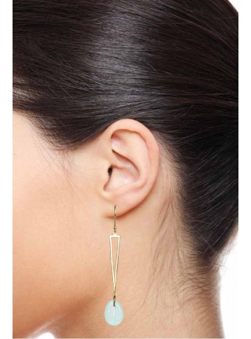 Aqua Geometric Silver Earrings