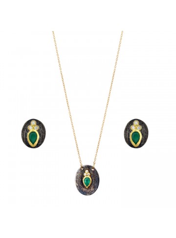 green onyx pendant set